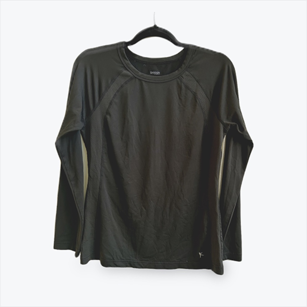DANSKIN NOW Dri-More Tech Long Sleeve Crew Neck Athletic Top Size L Black EUC - Picture 2 of 5